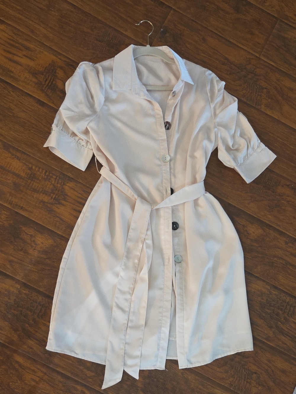 Women’s Cream Midi Shirt Dress with Button Front